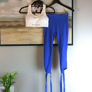 NWT Workout Set Spyder Sports Bra White Sz S/Used Gap Fit Blue Ballet Legging XS